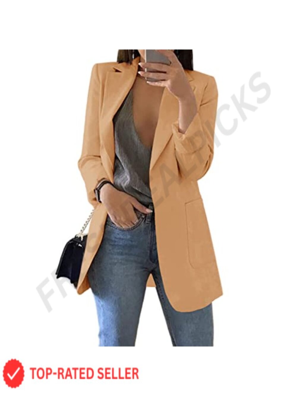 Lightweight Open Front Blazer Long Sleeve Business Casual Jacket